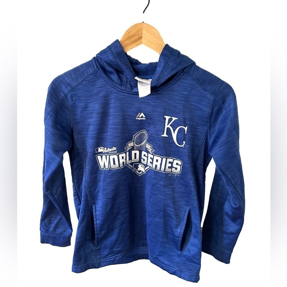 Kansas City Royals World Series 2015 Hoodie Sweatshirt youth Large by Majestic